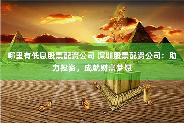 哪里有低息股票配资公司 深圳股票配资公司:助力投资,成就财富梦想